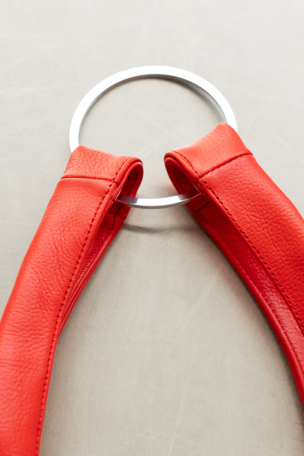 RED RINGBAG WITH DARK RED STITCHING